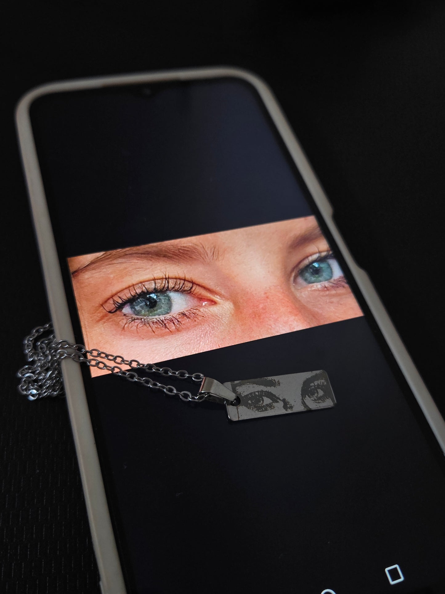 Collana targhetta orizzontale con immagine personalizzabile occhi