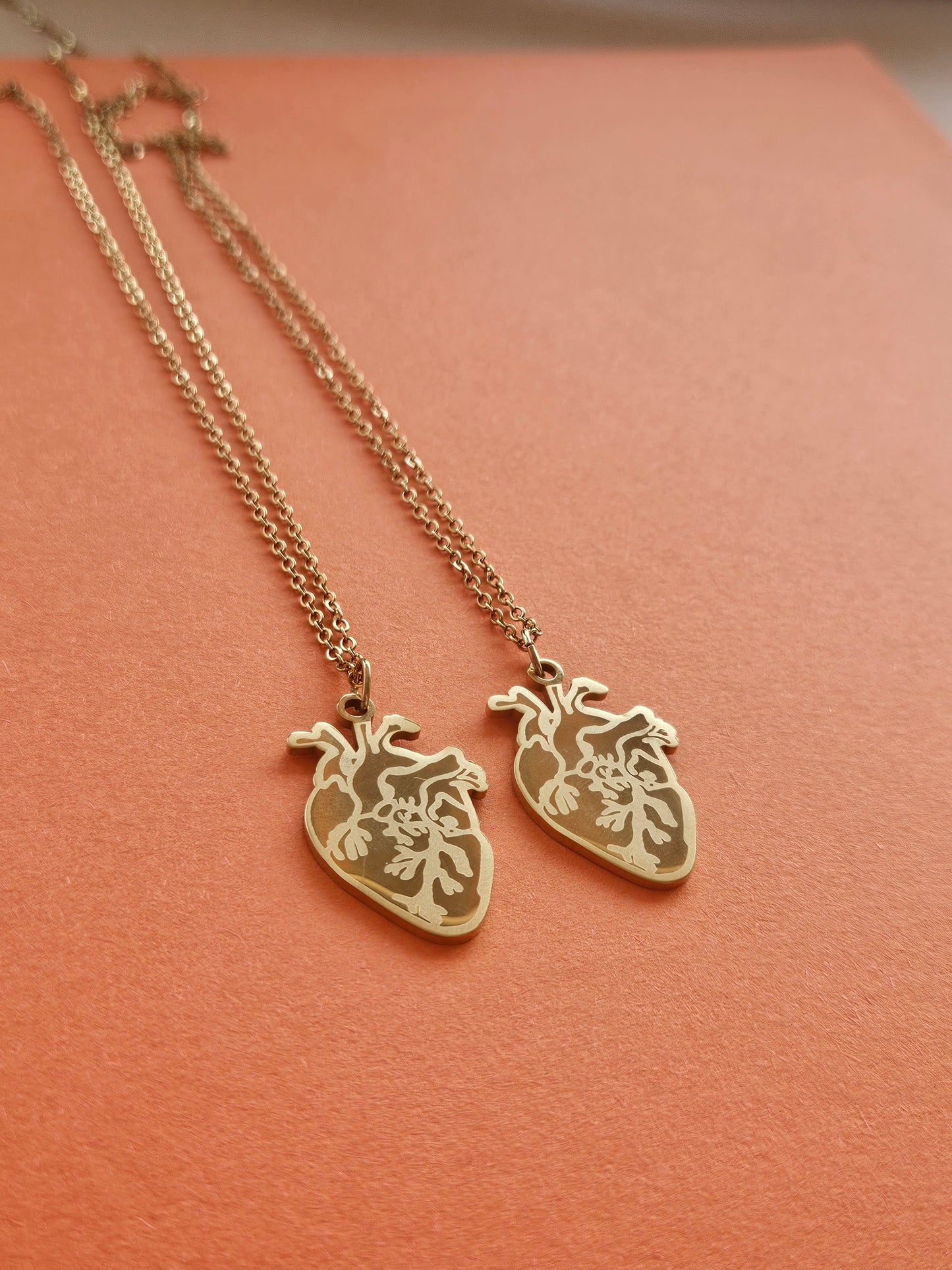 2 collane cuore anatomico con dedica "io per lei,lei per me"