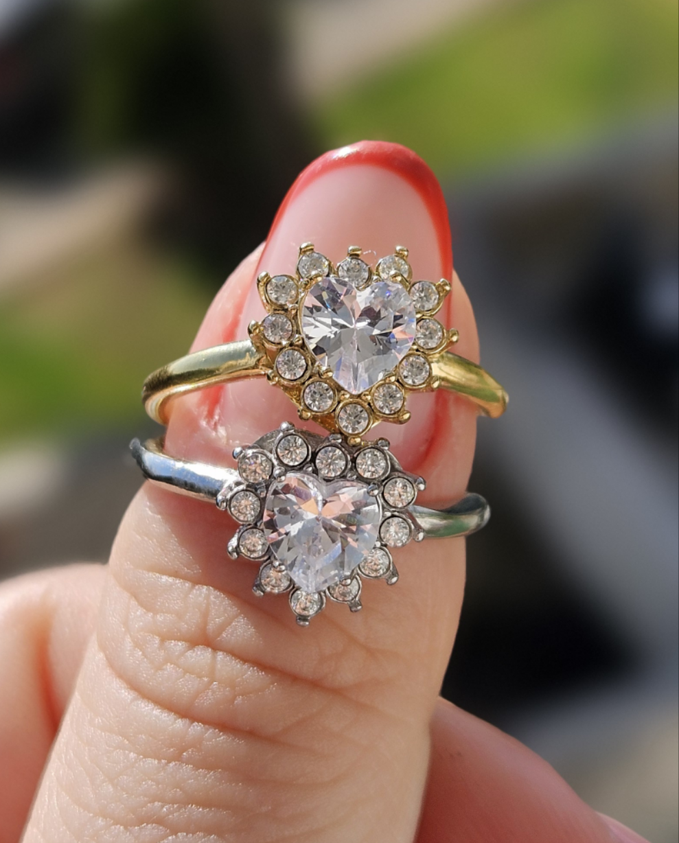 Anello cuore multistrass