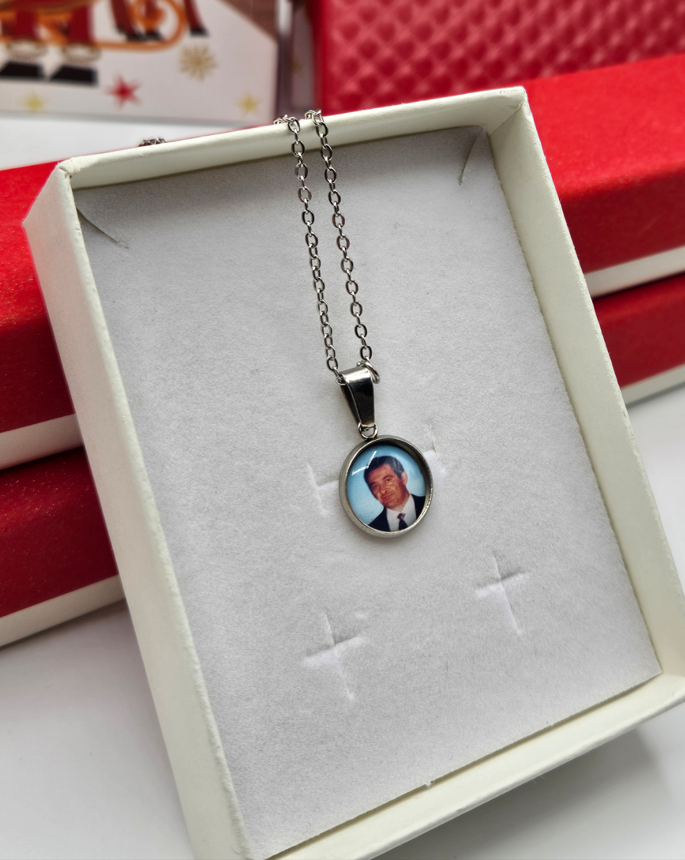 Collana ciondolo tondo 12 millimetri con foto personalizzabile