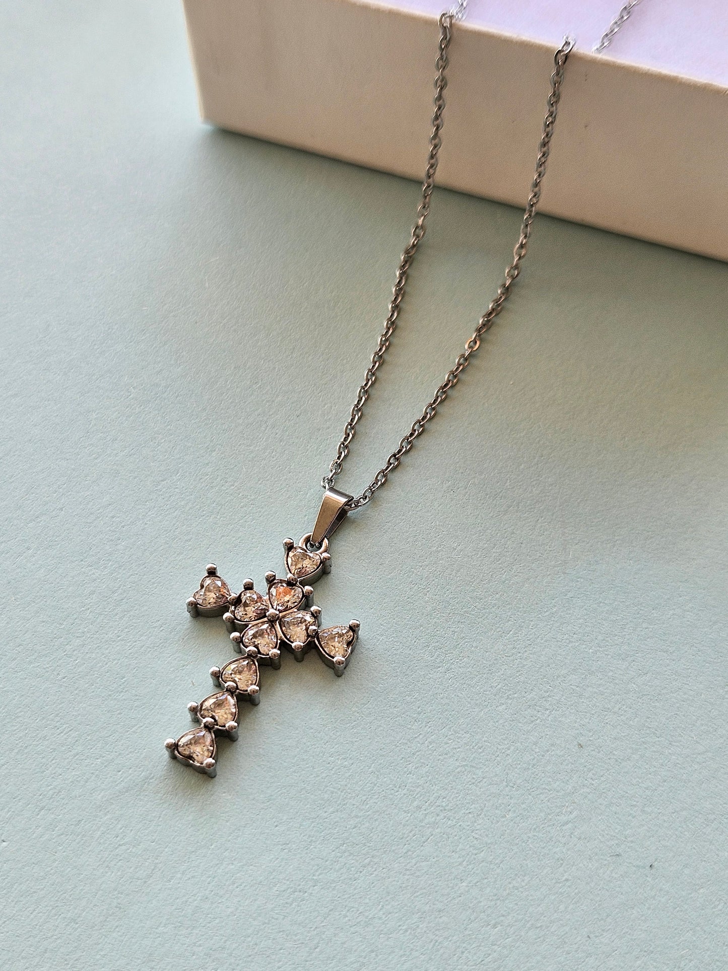 Collana con crocifisso argento in acciaio inossidabile