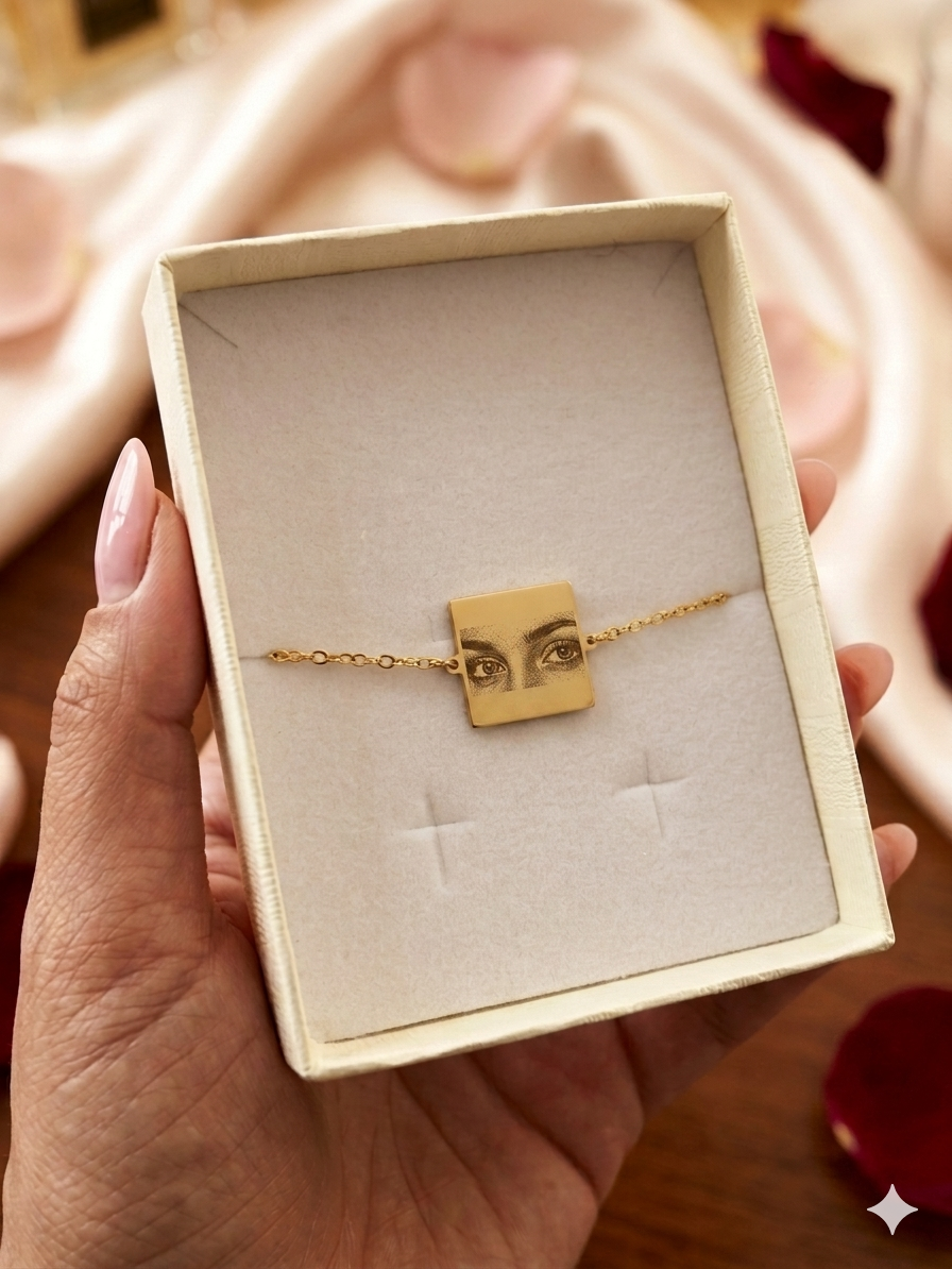 Bracciale quadrato con fotoincisione occhi