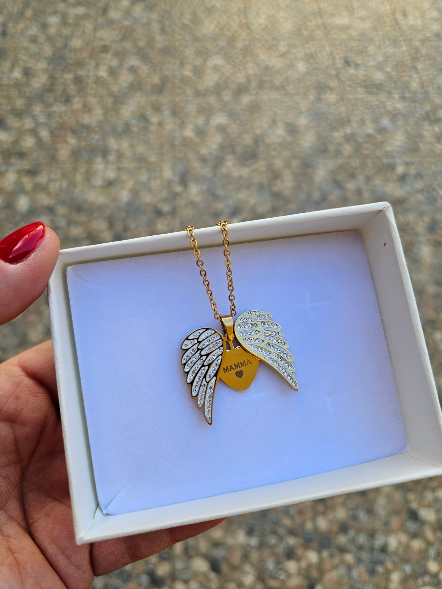Collana angelo con scritta mamma
