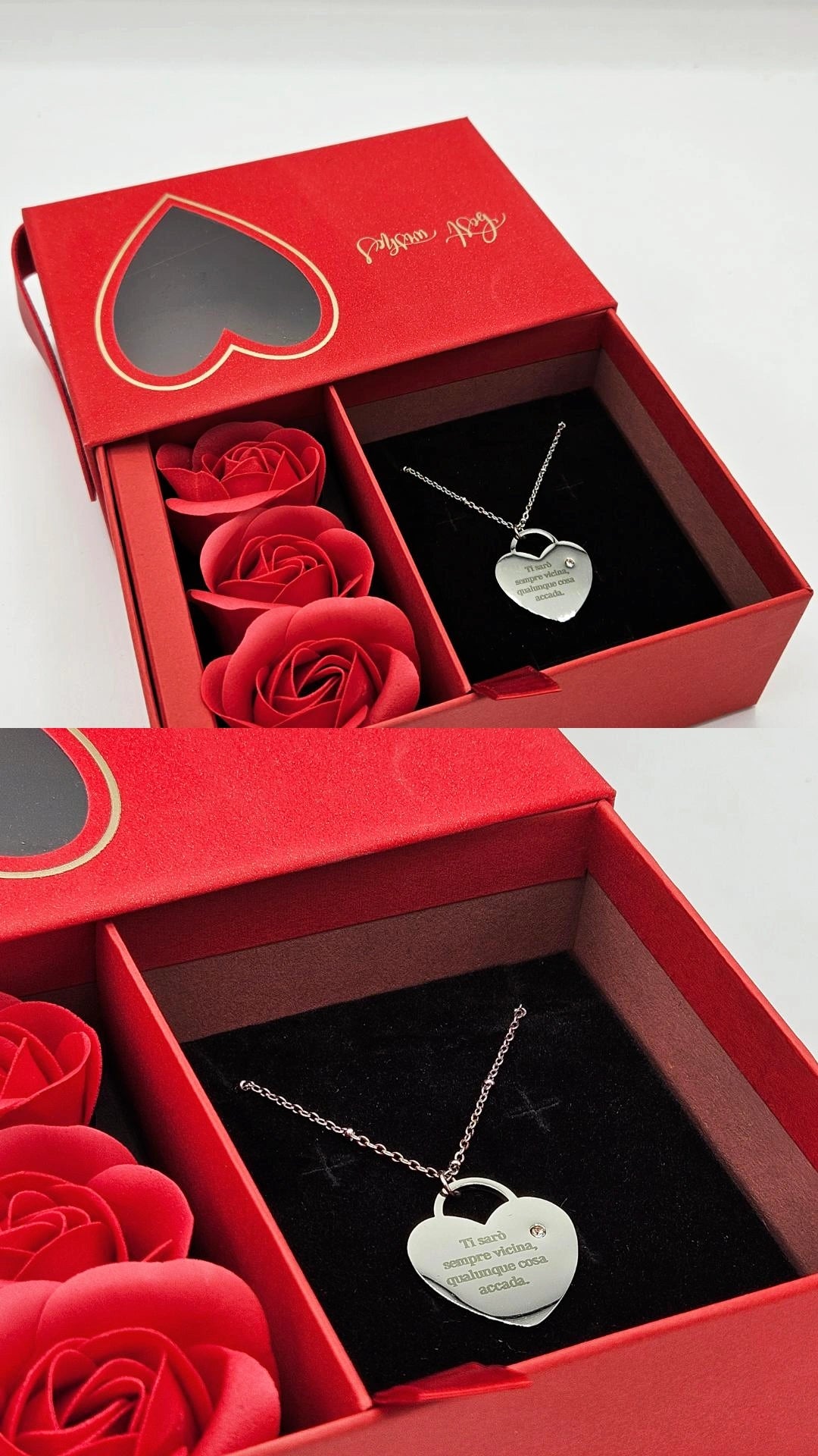 Confezione S. Valentino con collana e frase incisa