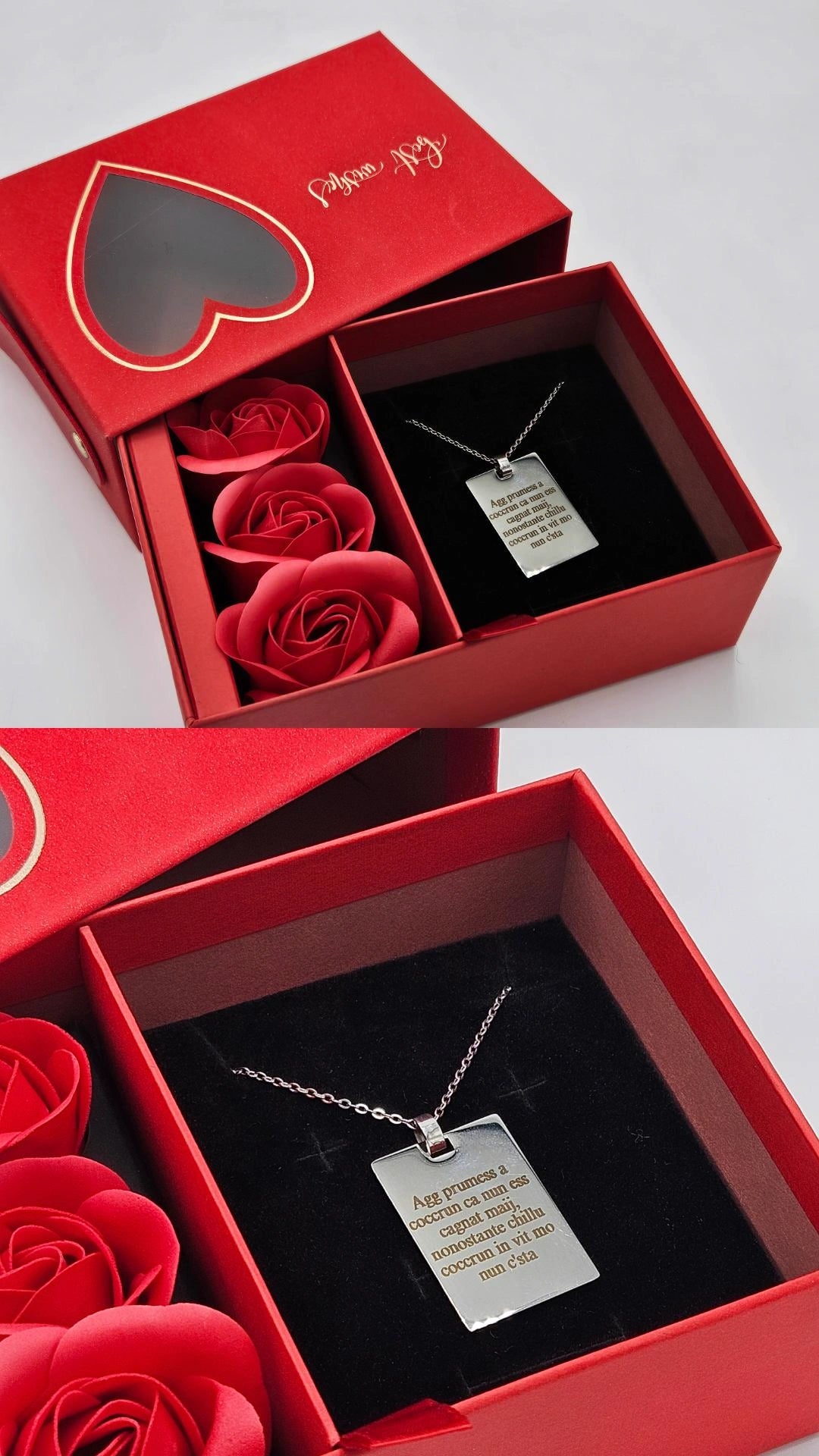 Confezione S. Valentino con collana e incisione canzone di geolier