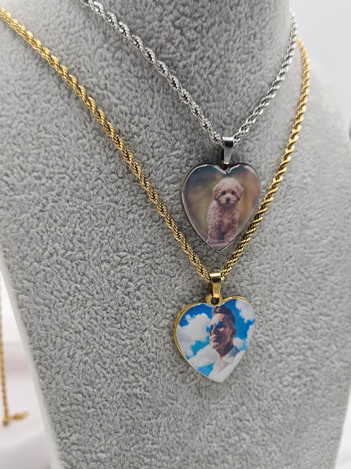 Collana ciondolo a cuore 3 centimetri con foto personalizzabile