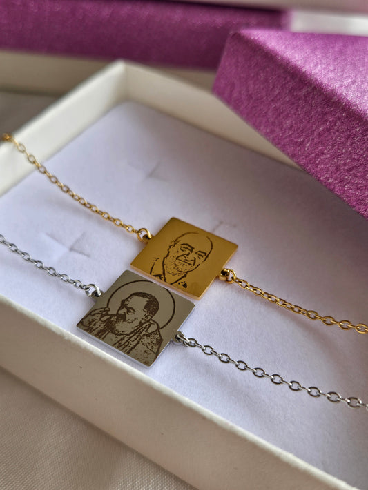 bracciale con fotoincisione quadrata personalizzabile