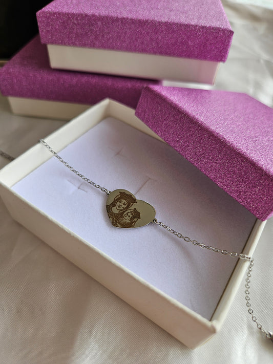 bracciale con fotoincisione a cuore personalizzabile