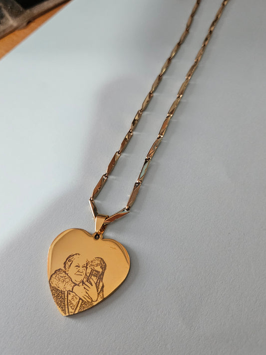 Collana ciondolo a cuore 30 millimetri con fotoincisione personalizzabile
