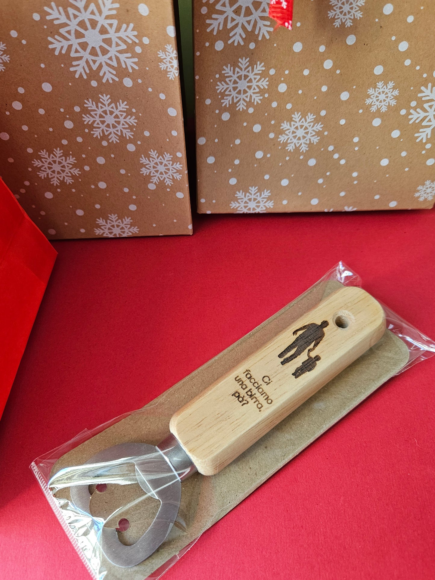 Apri bottiglia in legno con dedica al papà