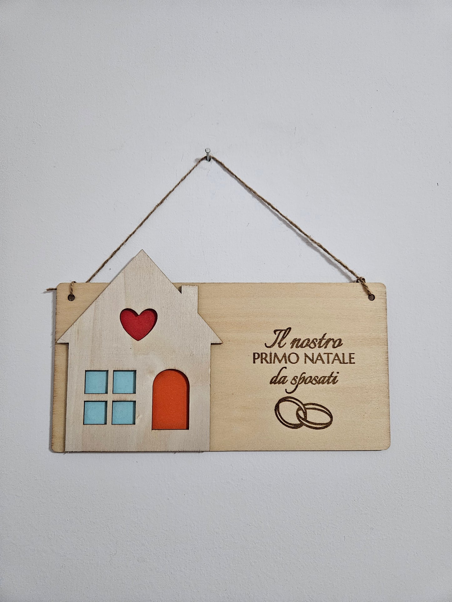 Quadretto da muro in legno "il nostro primo Natale da sposati"