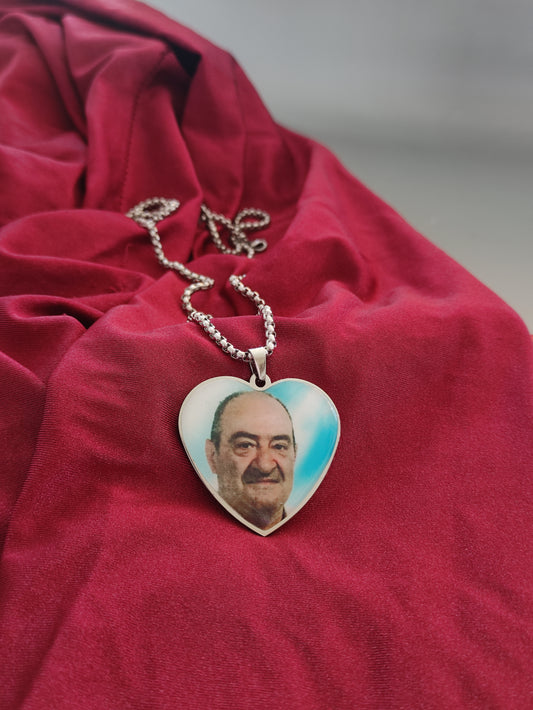 Collana ciondolo a cuore 40 millimetri con foto personalizzabile