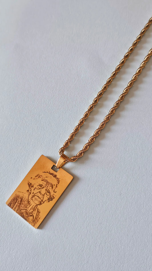 Collana ciondolo quadrato 40 millimetri con fotoincisione personalizzabile