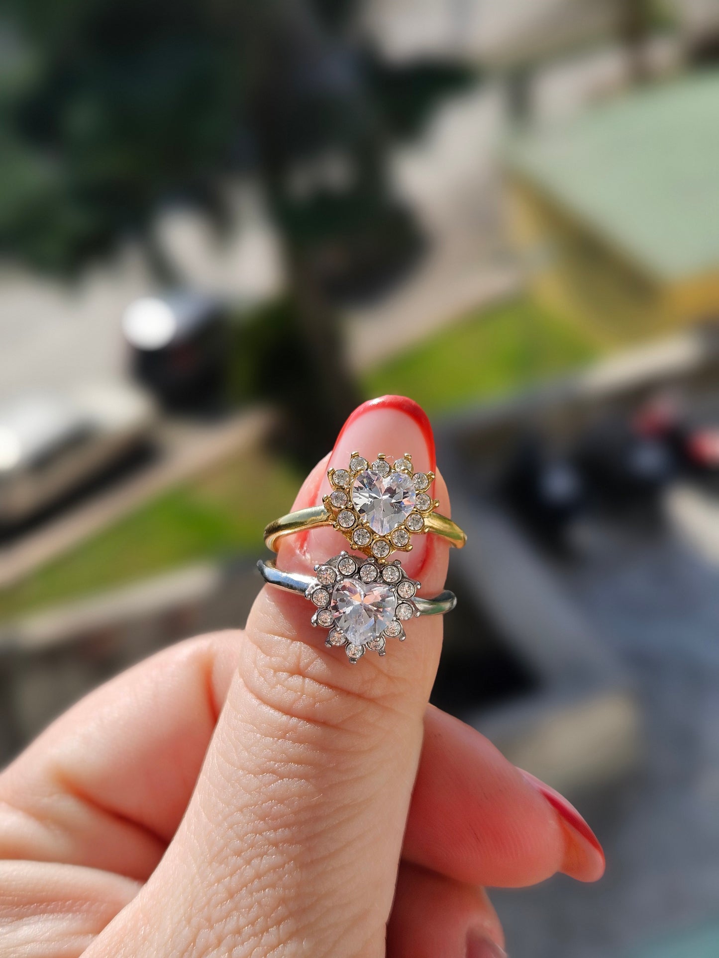 Anello cuore multistrass