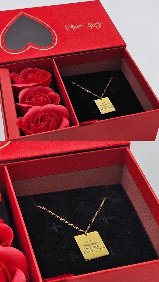 Confezione S. Valentino con collana incisa