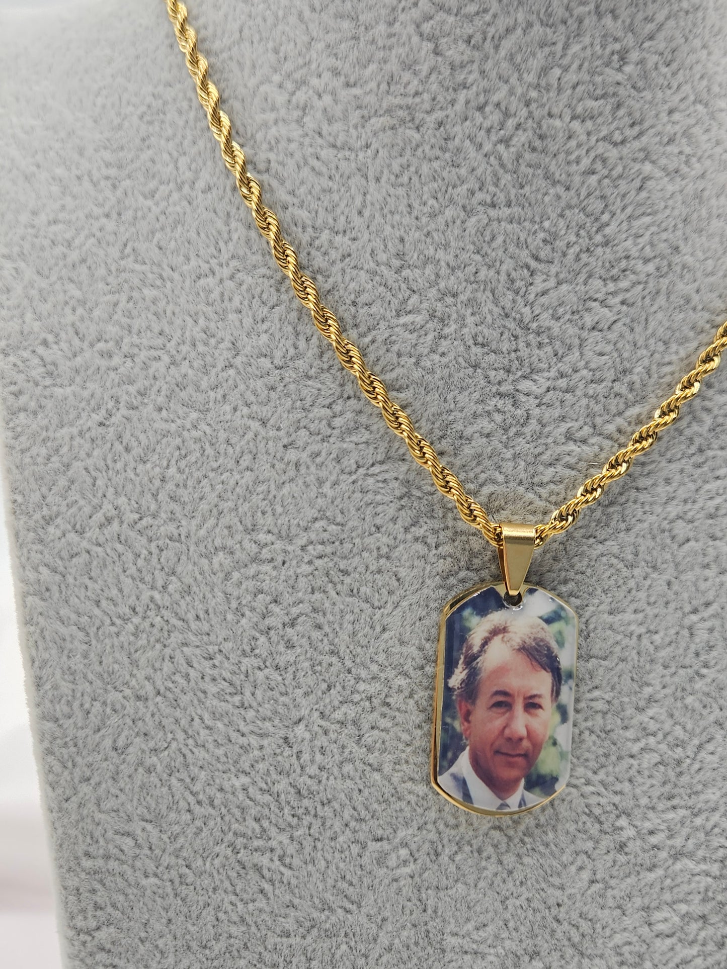 Collana ciondolo targhetta 3 centimetri con foto personalizzabile