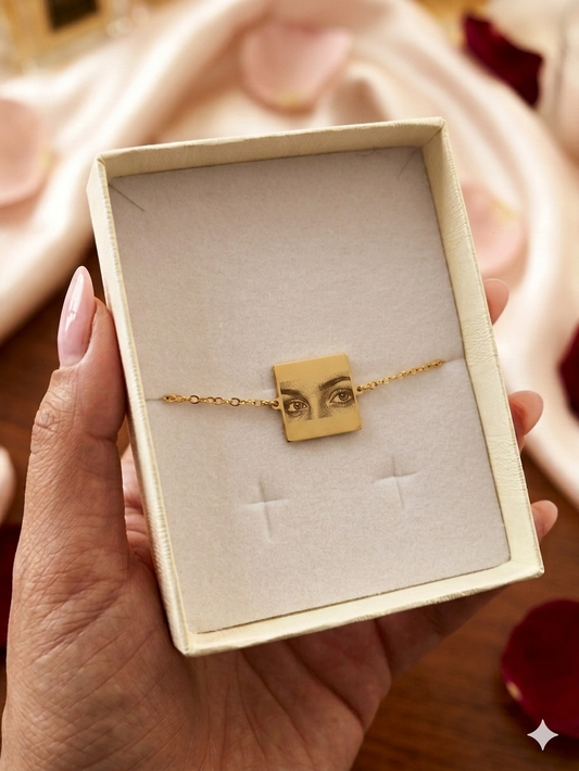 Bracciale quadrato con fotoincisione occhi
