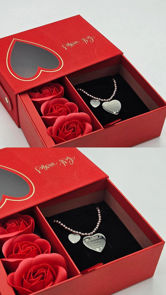 Confezione S. Valentino con bracciale frase incisa per la mamma