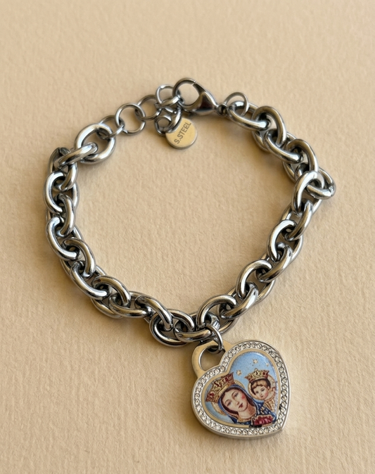Bracciale incatenato con immagine della Madonna dell'arco