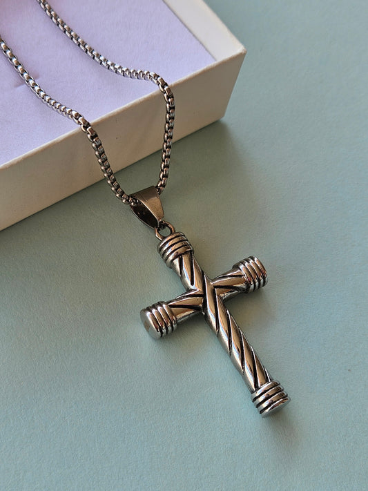 Collana con crocifisso argento in acciaio inossidabile