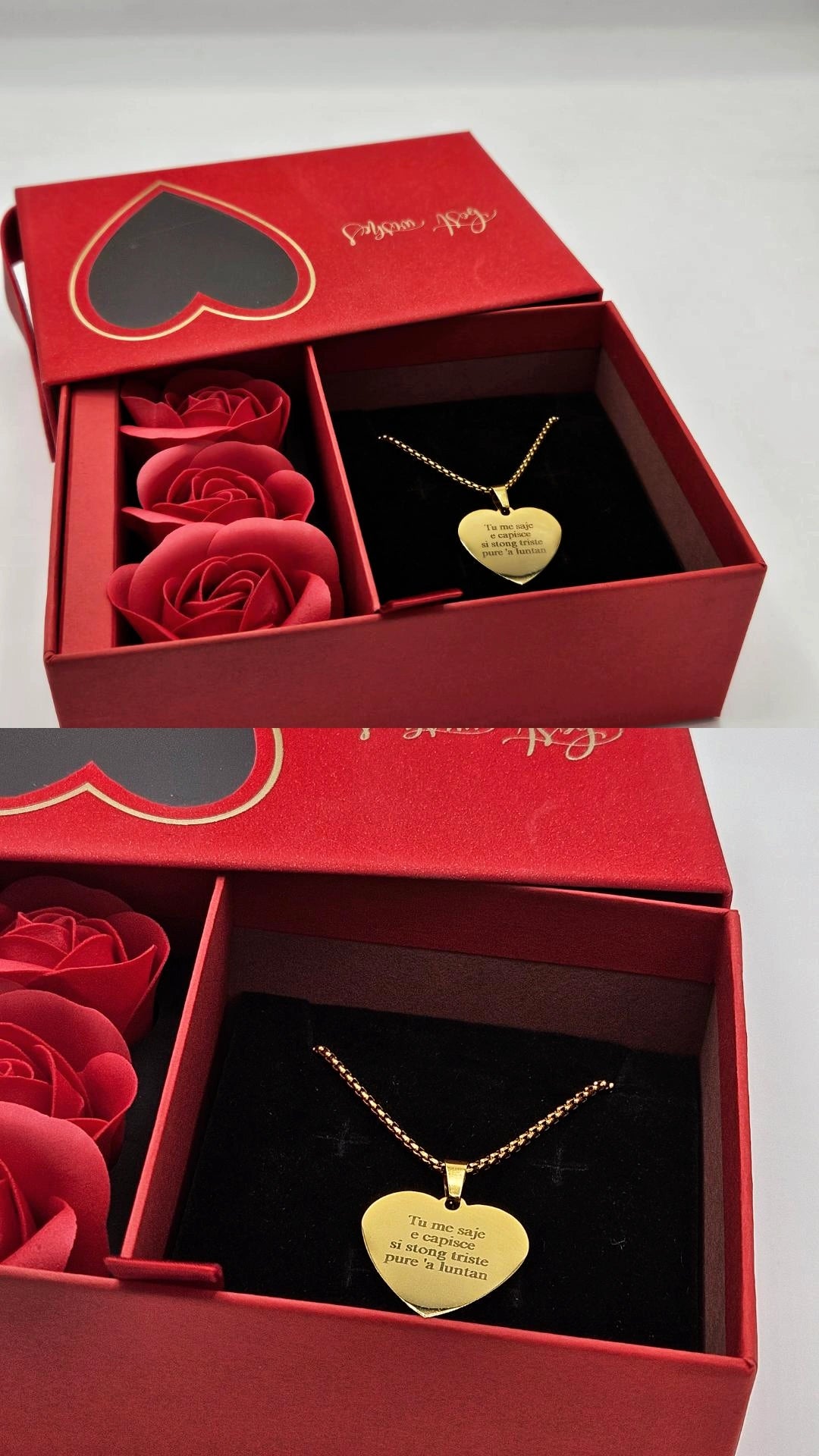 Confezione S. Valentino con collana frase canzone Geolier