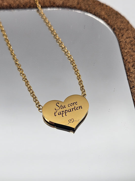 Collana cuore con incisione "stu cor t'apparten"
