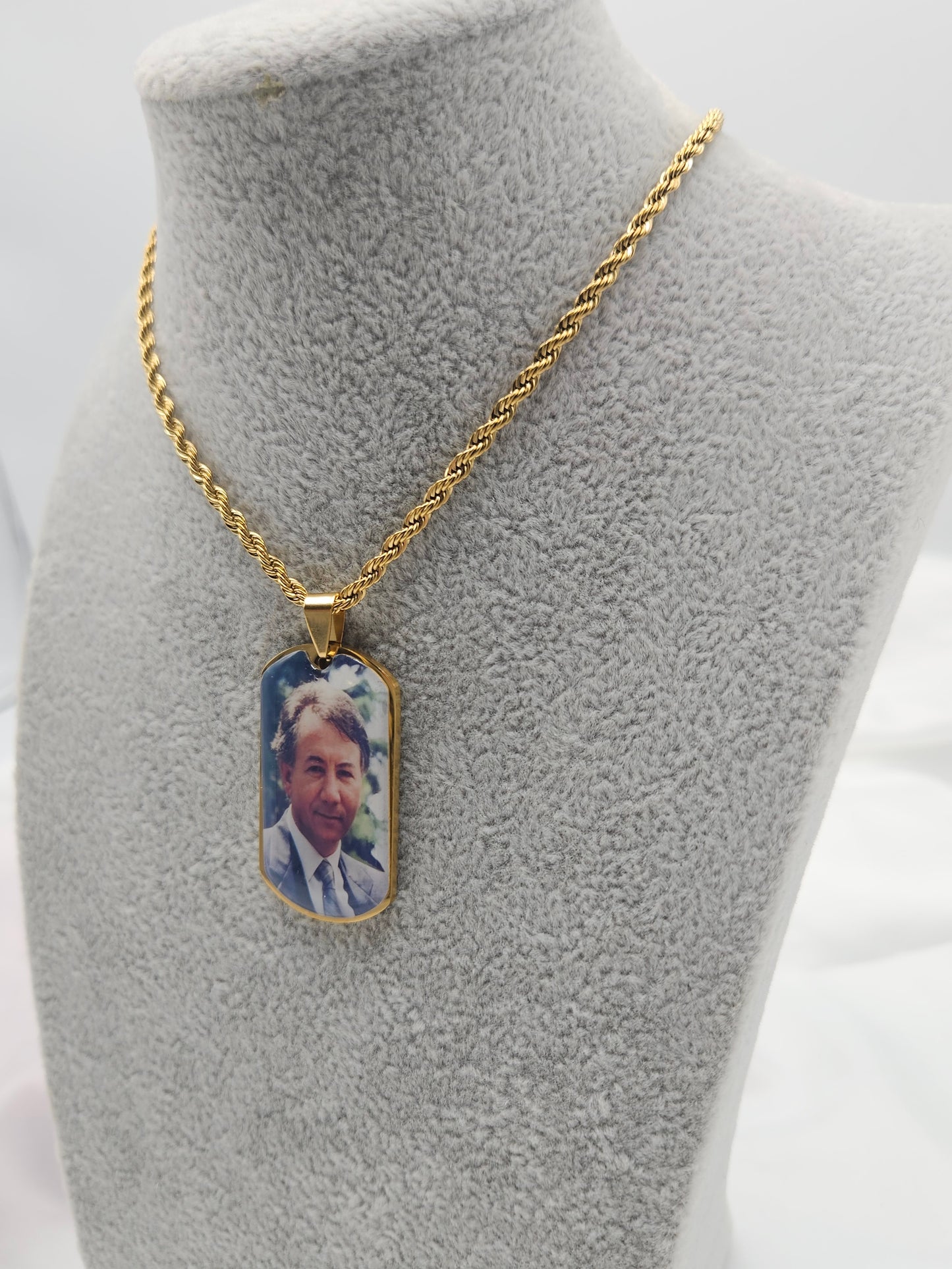 Collana ciondolo targhetta 5 centimetri con foto personalizzabile