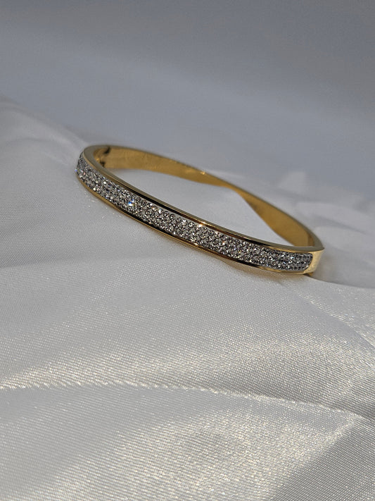 Bracciale manetta strass oro